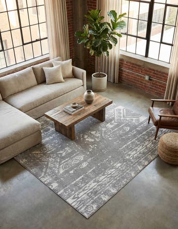 Gray and Ivory Lennon Square Rug
