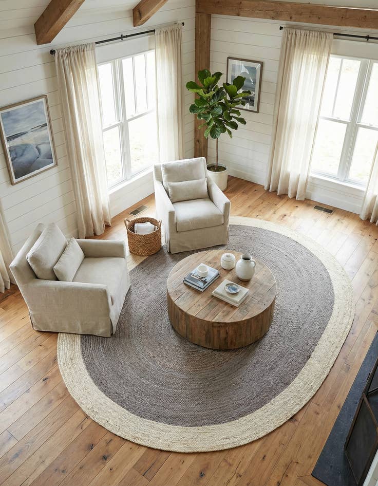 Detail image of 7' 10 x 10'  Hand Braided Jute Oval Rug