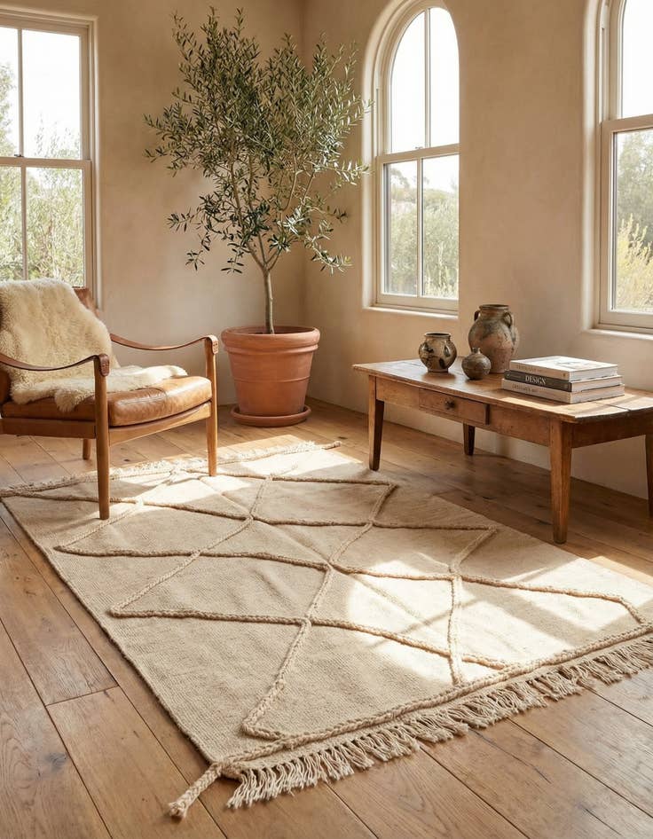 Detail image of 3' 6 x 4' 11 Hand Knotted Moroccan Wool Rug