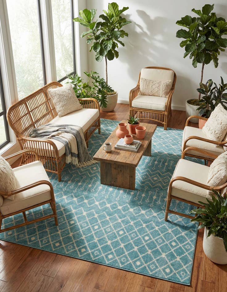 Detail image of 9' x 12' Moroccan Trellis Rug