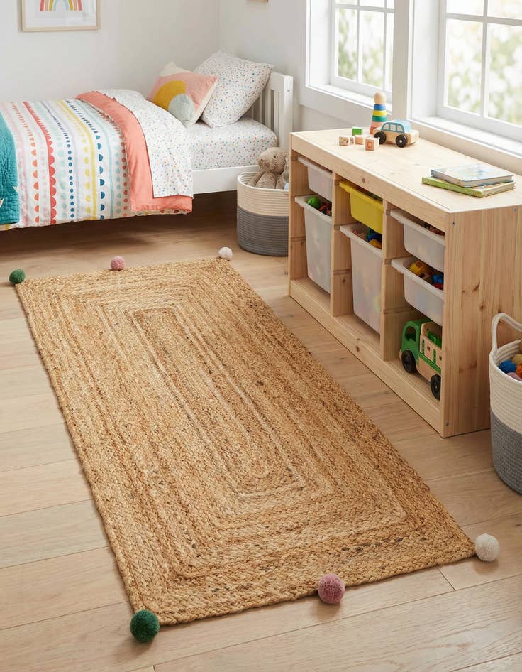 Detail image of 2' x 4' 1  Hand Braided Kids Braided Jute Runner Rug