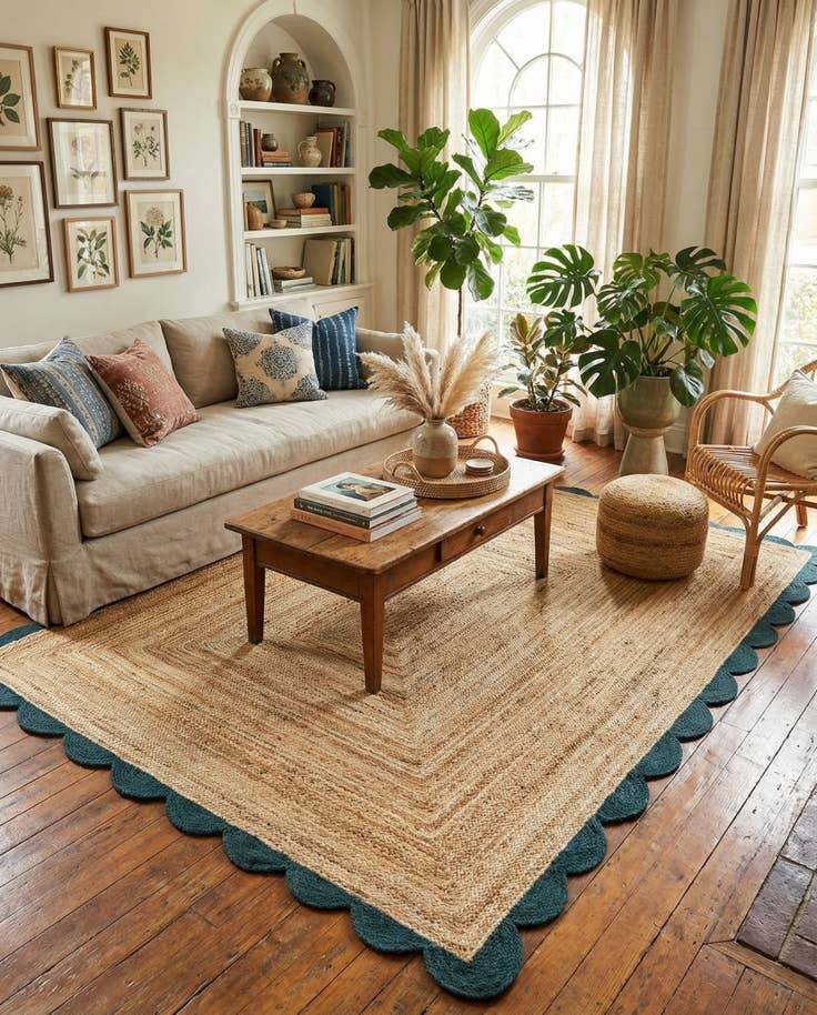 Detail image of 8' x 10' Handmade Scallop Braided Jute Rug