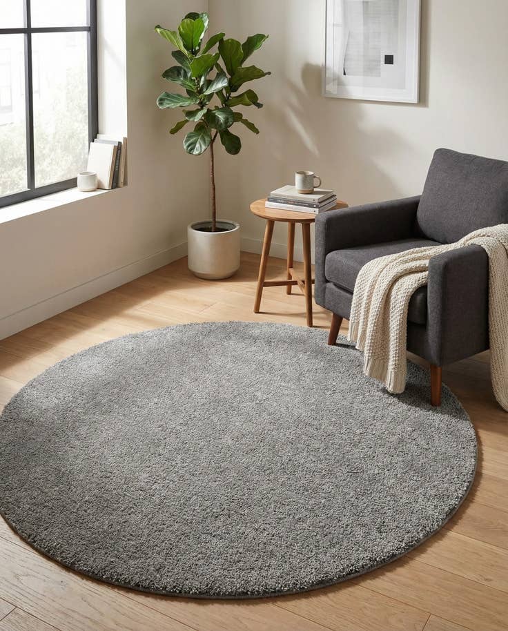 Detail image of 6' x 6' Solid Frieze Round Rug