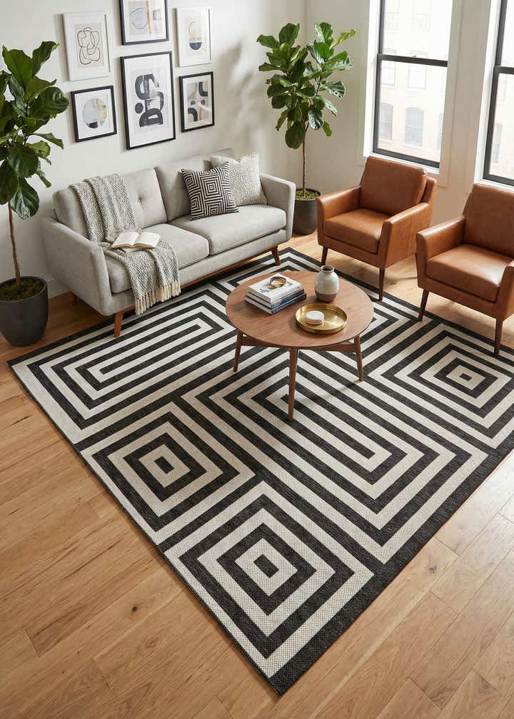 10' x 10' Easy-Clean Modern Indoor / Outdoor Square Rug