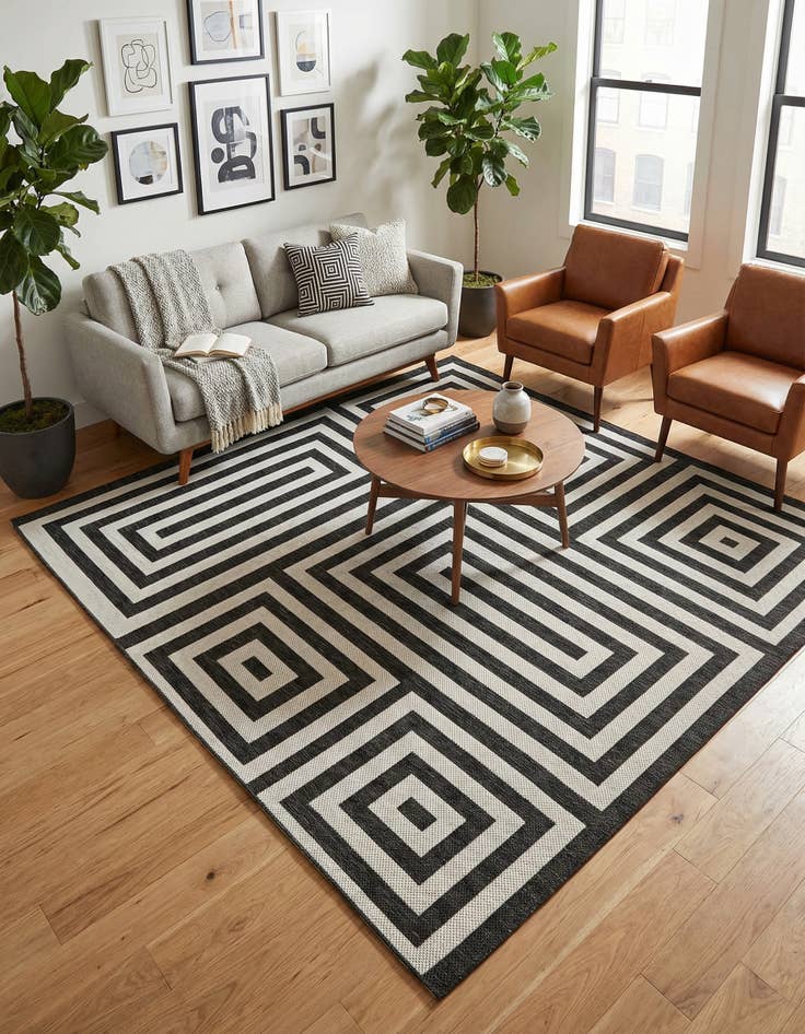 Detail image of 10' x 10' Easy-Clean Modern Indoor / Outdoor Square Rug