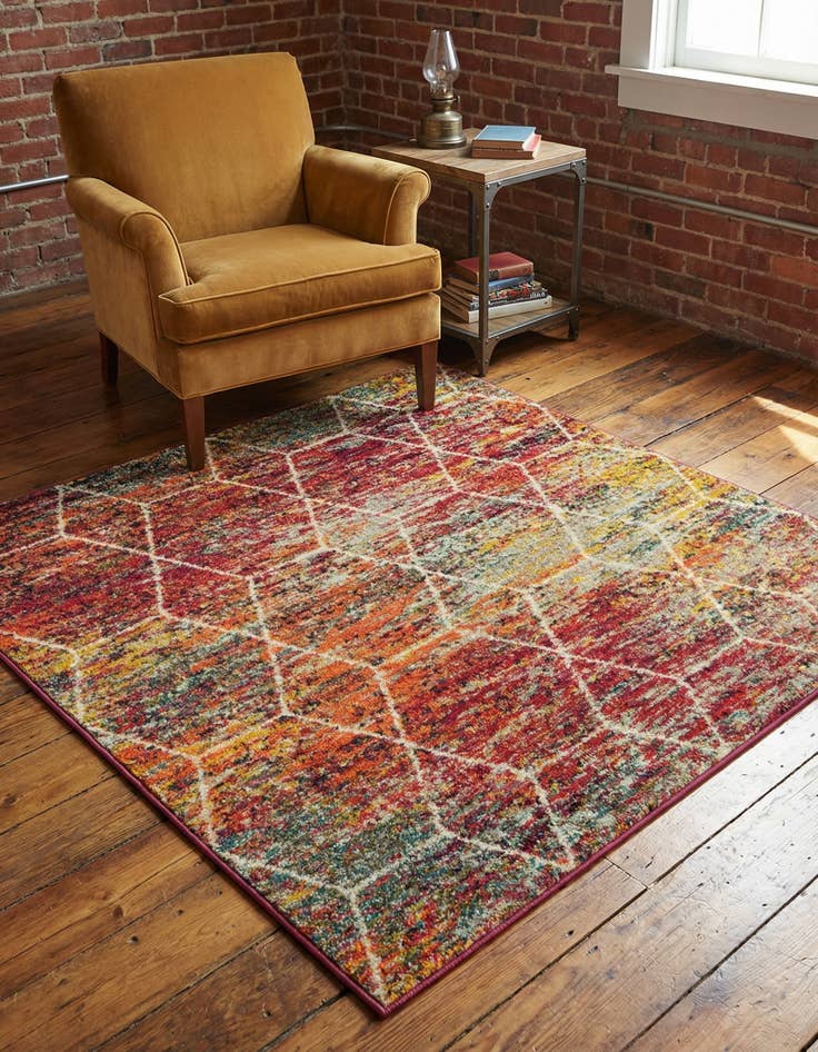 Detail image of 4' x 4' Lattice Frieze Square Rug