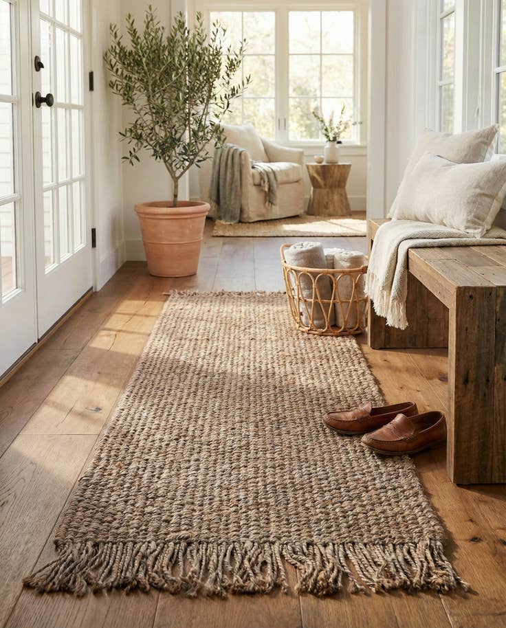 Detail image of 2' 7 x 6' 1 Hand Woven Chunky Jute Runner Rug