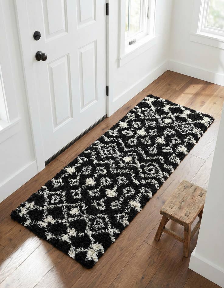 Detail image of 2' x 5' Moroccan Trellis Shag Runner Rug