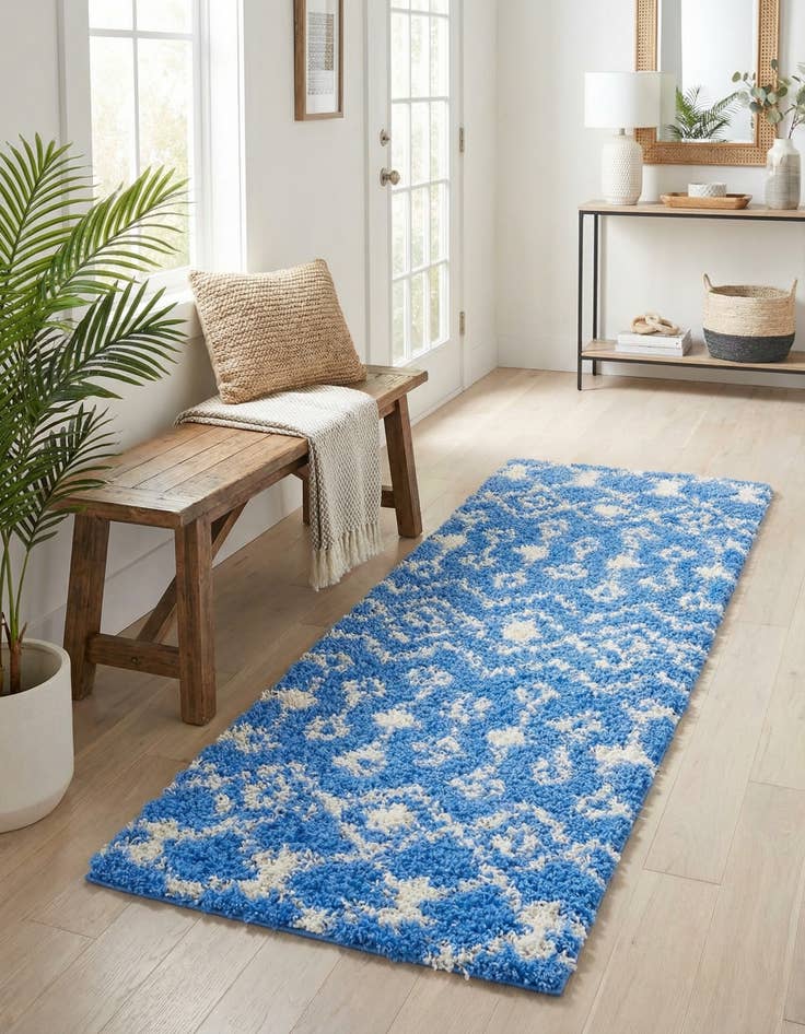 Detail image of 2' x 5' Moroccan Trellis Shag Runner Rug