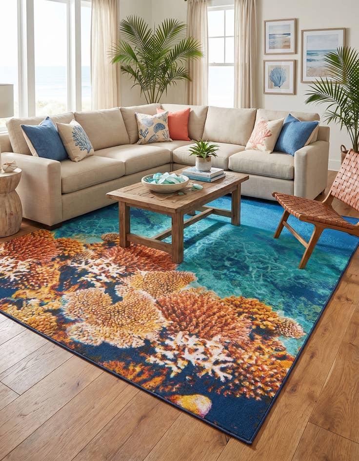 Detail image of 7' 10 x 10' Easy-Clean Coastal Indoor / Outdoor Rug