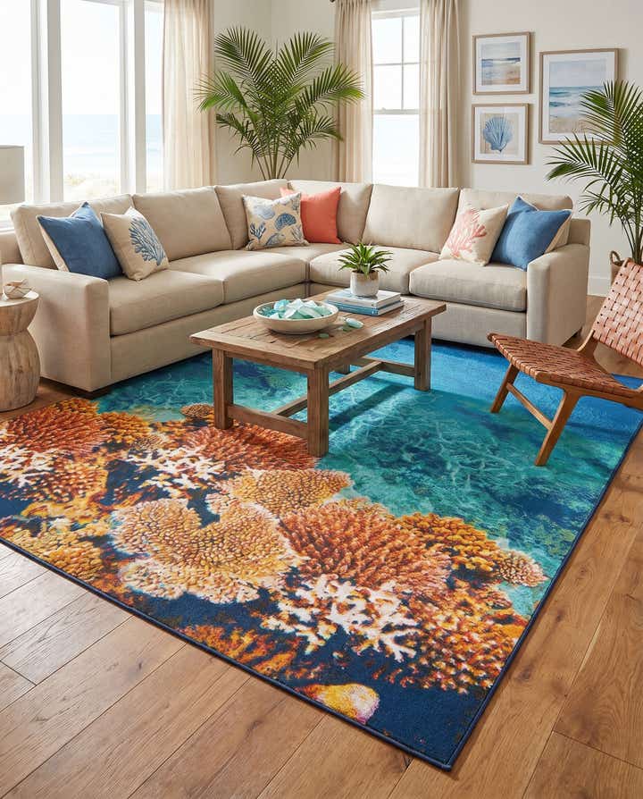7' 10 x 10' Easy-Clean Coastal Indoor / Outdoor Rug
