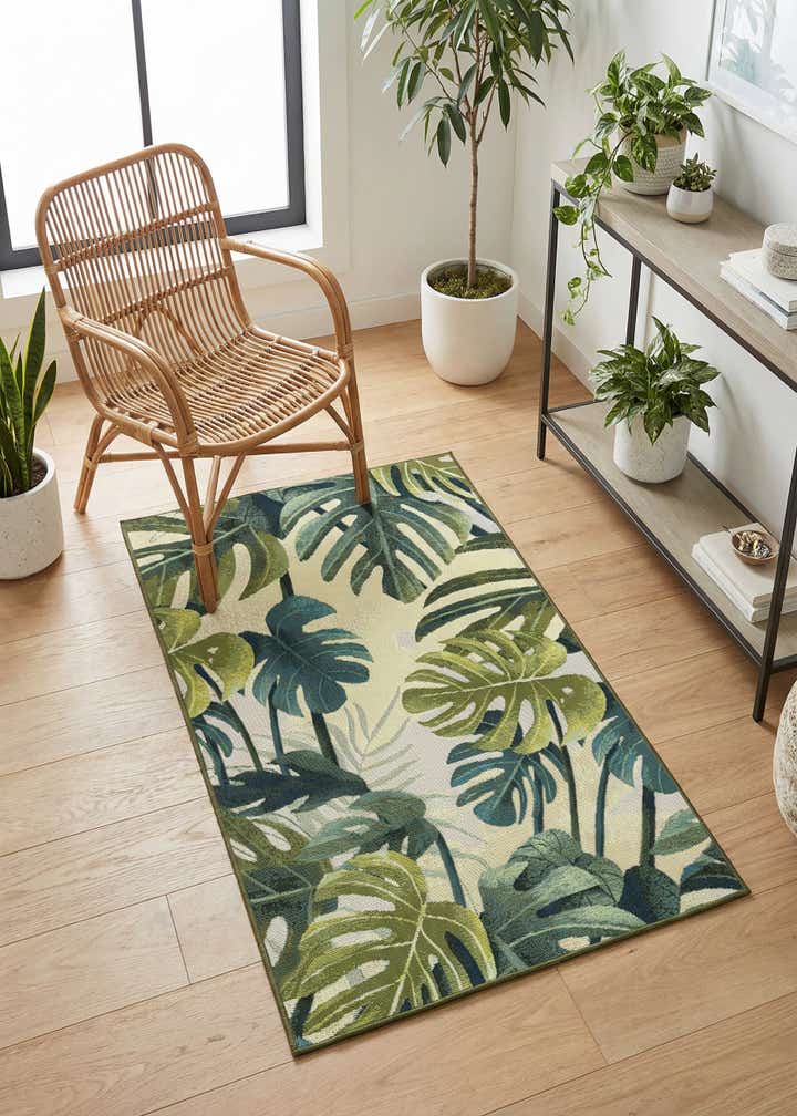 3' 3 x 5' 3 Easy-Clean Botanical Indoor / Outdoor Rug