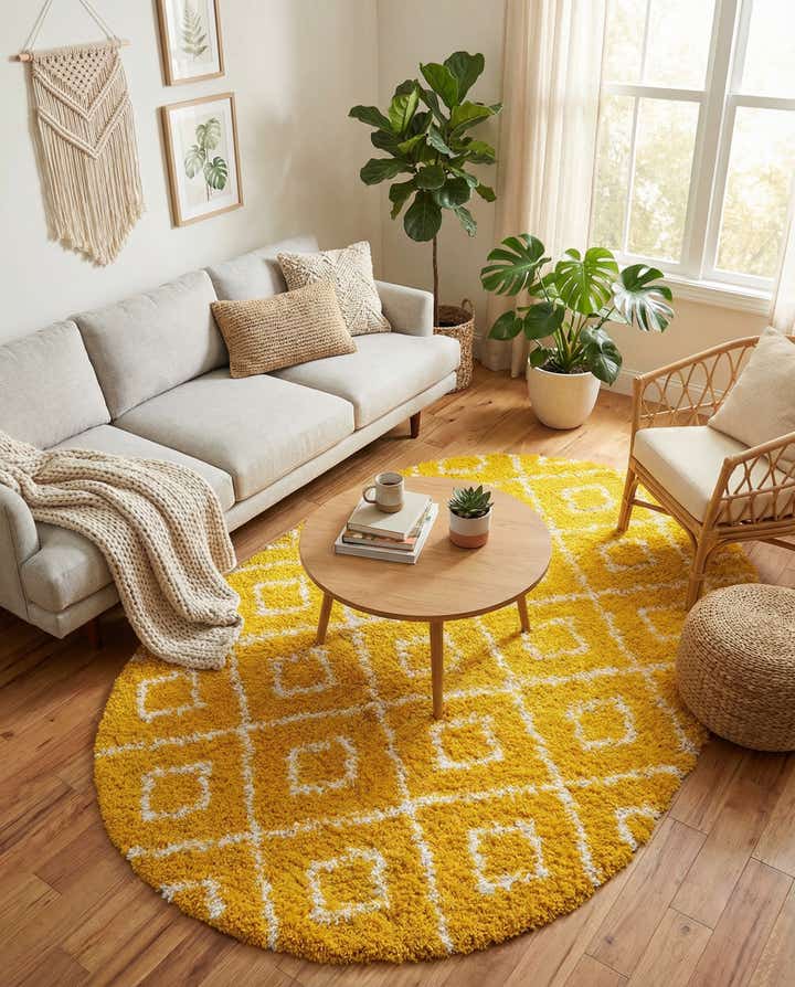 5' 3 x 8' Lattice Shag Oval Rug