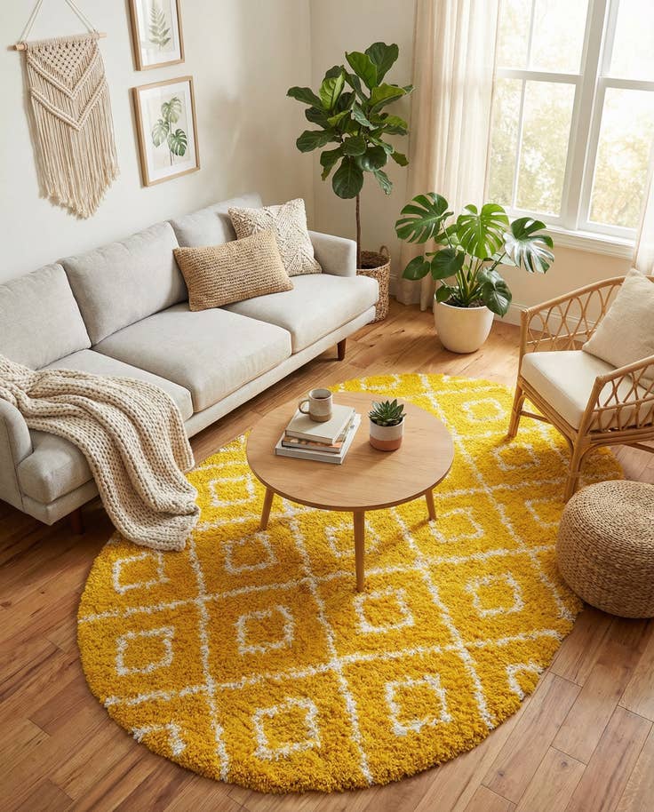 Detail image of 5' 3 x 8' Lattice Shag Oval Rug