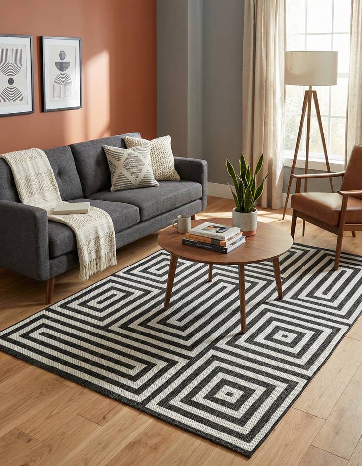 Detail image of 5' 3 x 7' Washable Modern Indoor / Outdoor Rug