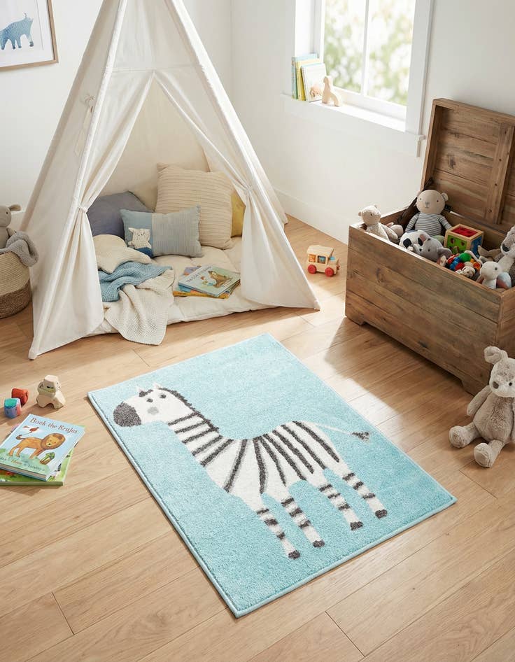 Detail image of  2' 2 x 2' 11 Zebra Whimsy Kids Rug