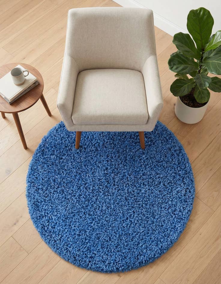 Detail image of 3' x 3' Solid Shag Round Rug