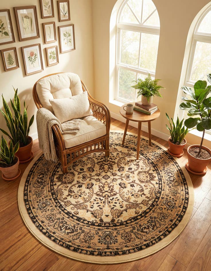 Detail image of 5' 3 x 5' 3 Kashan Design Round Rug