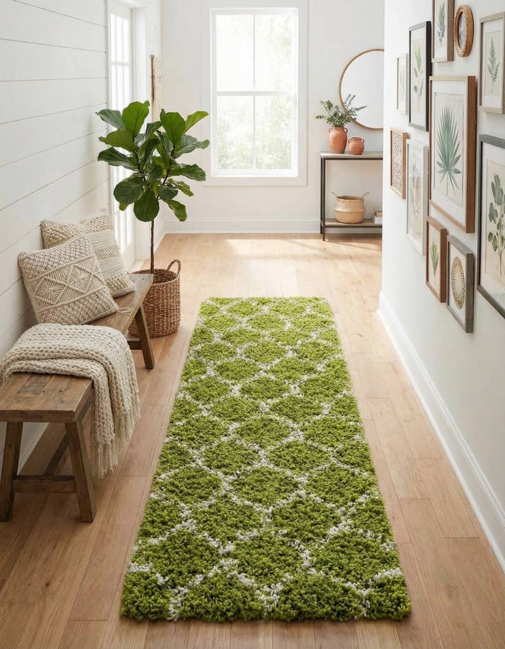 Detail image of 2' 7 x 12' Trellis Shag Runner Rug