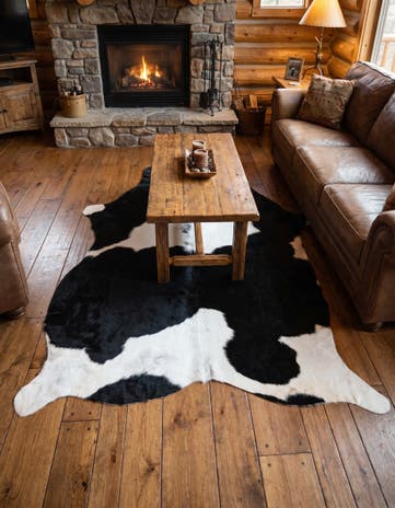 4' 11 x 5' 8 Cowhide Leather Square Rug