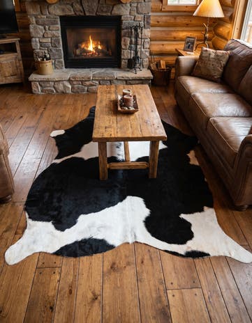 4' 11 x 5' 8 Cowhide Leather Square Rug