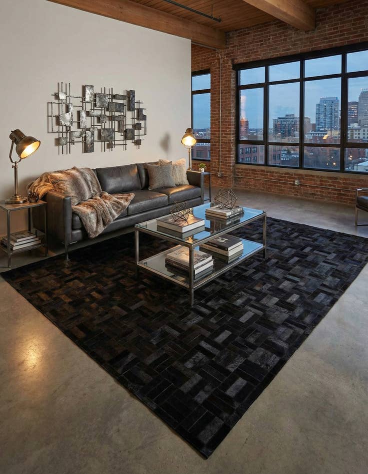 Detail image of 8' 2 x 10' 1 Cowhide - Patchwork Rug