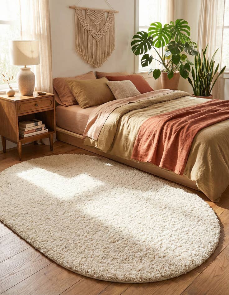 Detail image of 5' 3 x 8' Solid Shag Oval Rug