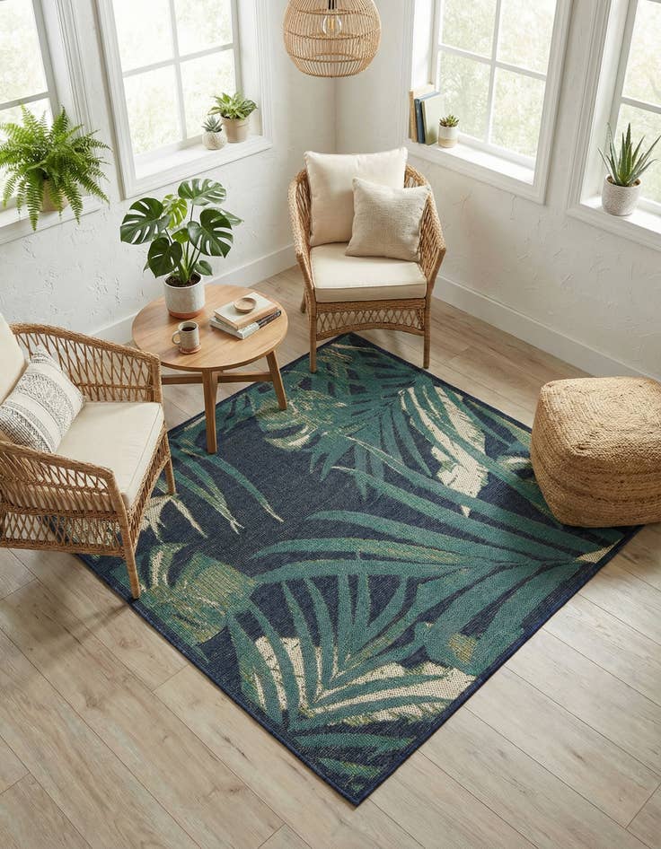 Detail image of 5' 3 x 5' 3  Washable Baja Indoor / Outdoor Square Rug