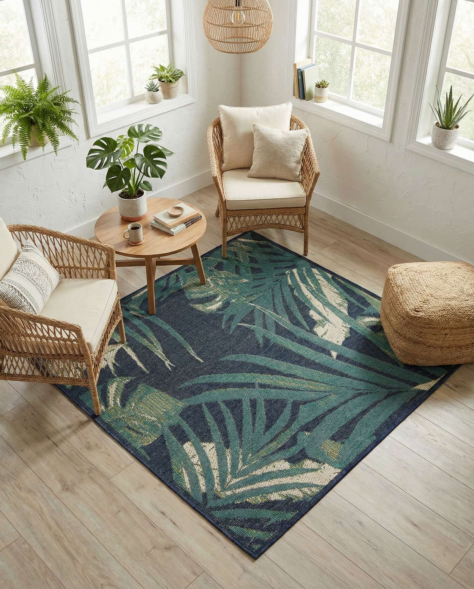 5' 3 x 5' 3 Easy-Clean Baja Indoor / Outdoor Square Rug
