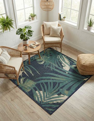5' 3 x 5' 3 Easy-Clean Baja Indoor / Outdoor Square Rug