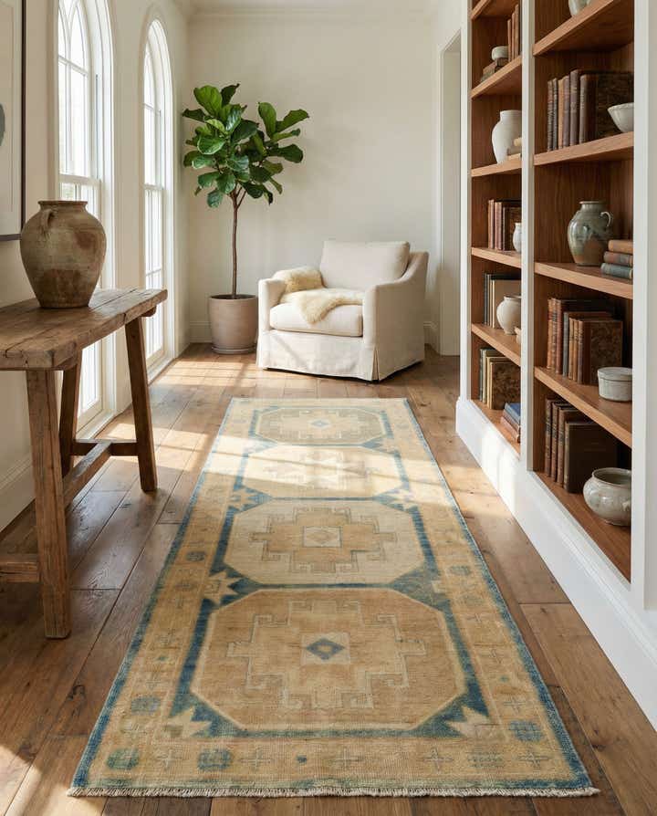 3' 2 x 8' 1 Hand Knotted Oushak Wool Runner Rug