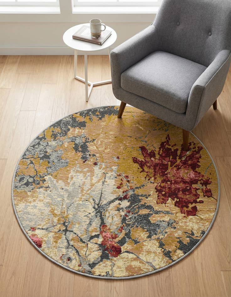 Detail image of 3' 3 x 3' 3 Washable Modern Indoor / Outdoor Round Rug