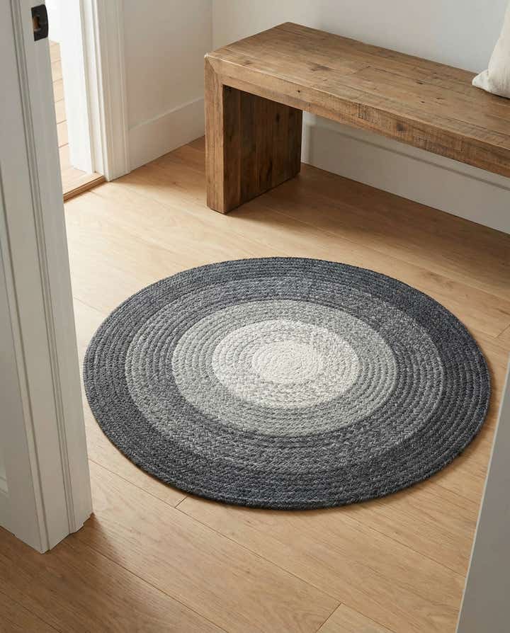 3' 1 x 3' 1 Handmade Hand Braided Wool Round Rug