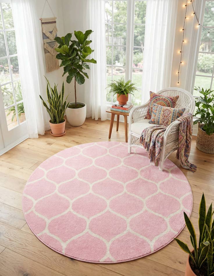 Detail image of 5' 3 x 5' 3 Lattice Frieze Round Rug