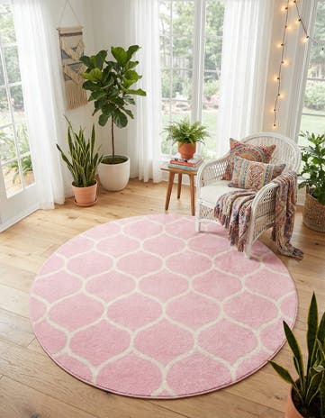 5' 3 x 5' 3 Lattice Frieze Round Rug