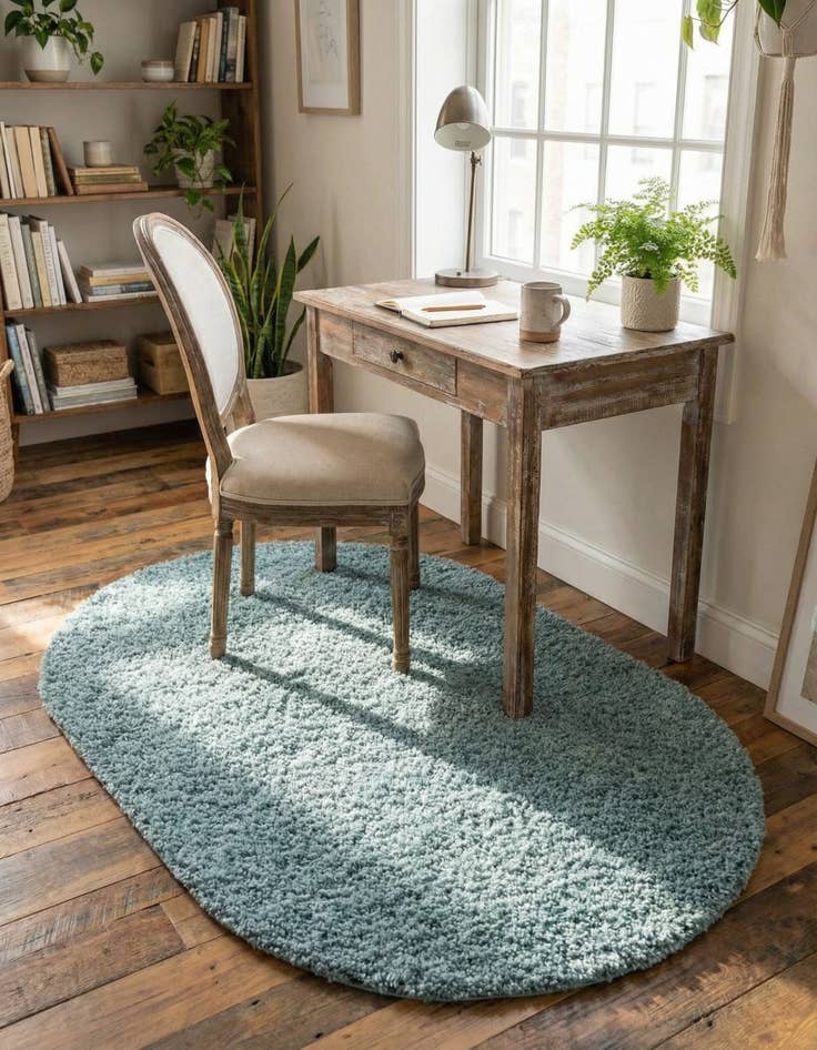 Detail image of 3' x 5' 3 Solid Shag Oval Rug