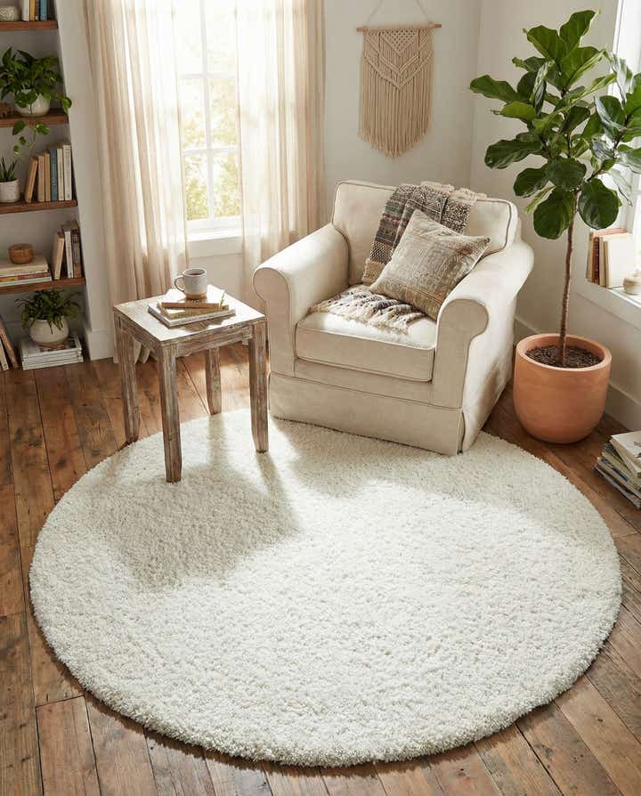 6' x 6' Soft Solid Shag Round Rug