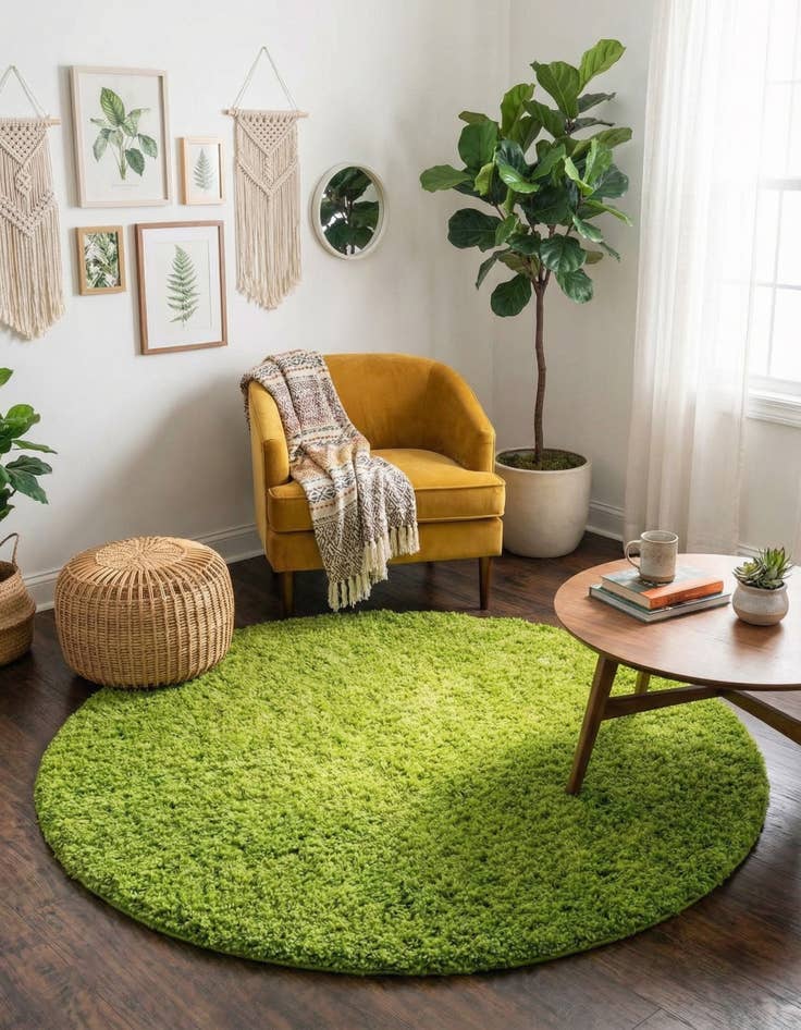 Detail image of 6' x 6' Solid Shag Round Rug