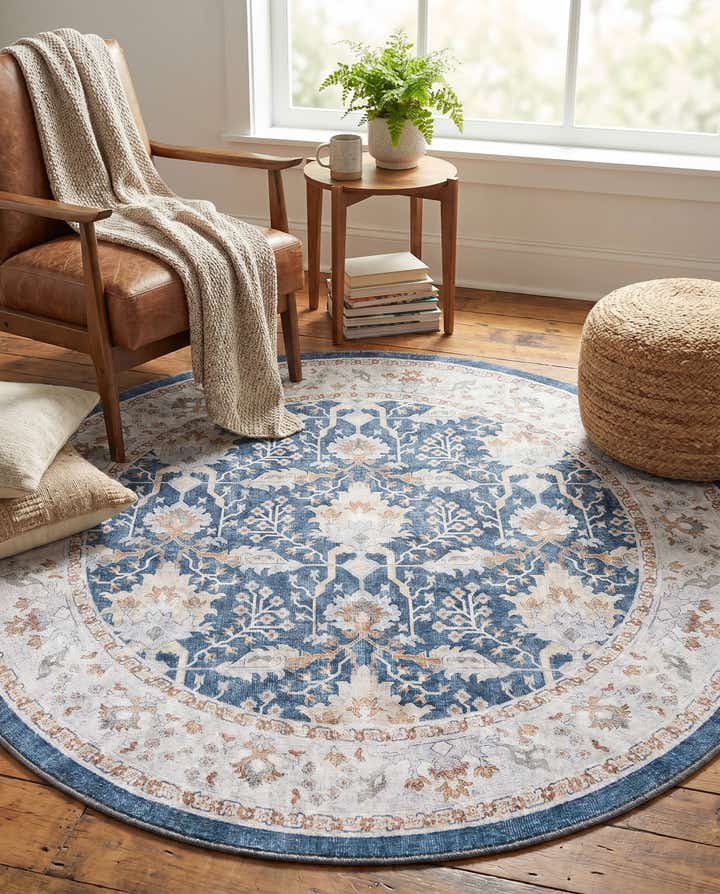 5' 1 x 5' 1 Washable Timeless Round Rug