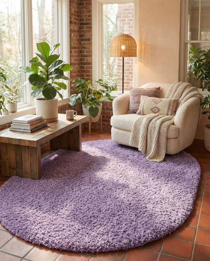 7' 10 x 10' Solid Shag Oval Rug