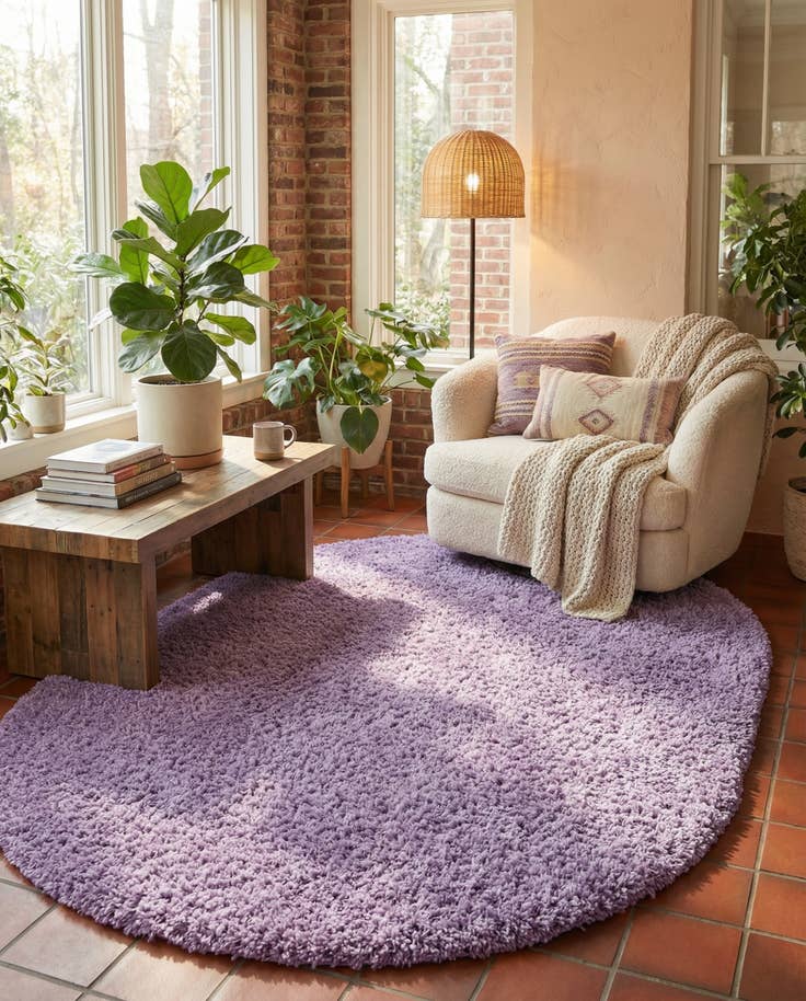 Detail image of 7' 10 x 10' Solid Shag Oval Rug