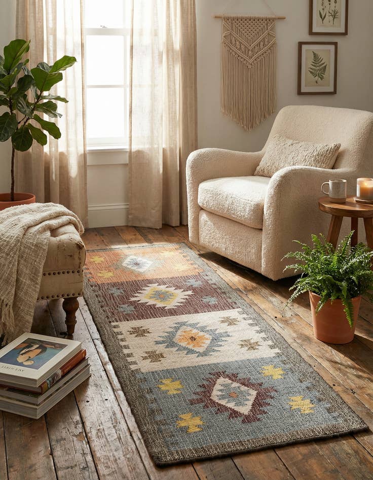 Detail image of 2' x 6' 1 Hand Woven Kala Handwoven Jute Runner Rug