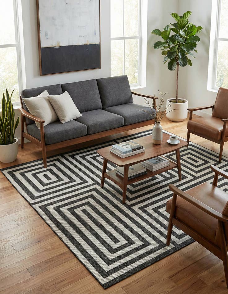 Detail image of  7' 10 x 7' 10  Washable Modern Indoor / Outdoor Square Rug