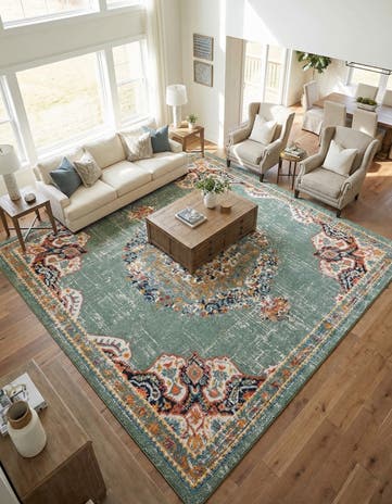 Green Madeline Square Rug