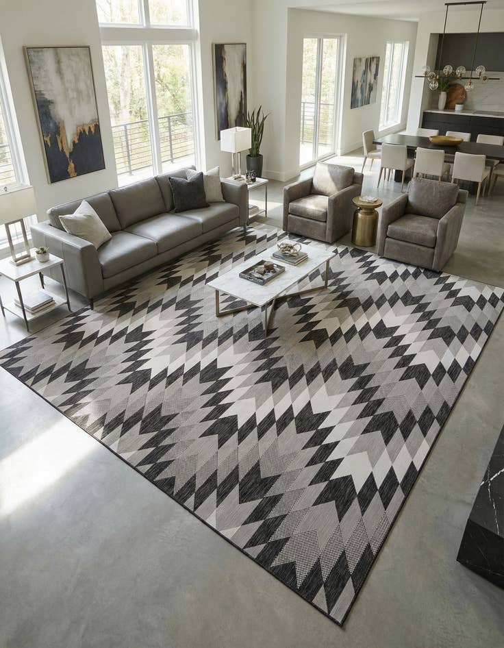 Detail image of 13' x 13'  Washable Modern Indoor / Outdoor Square Rug