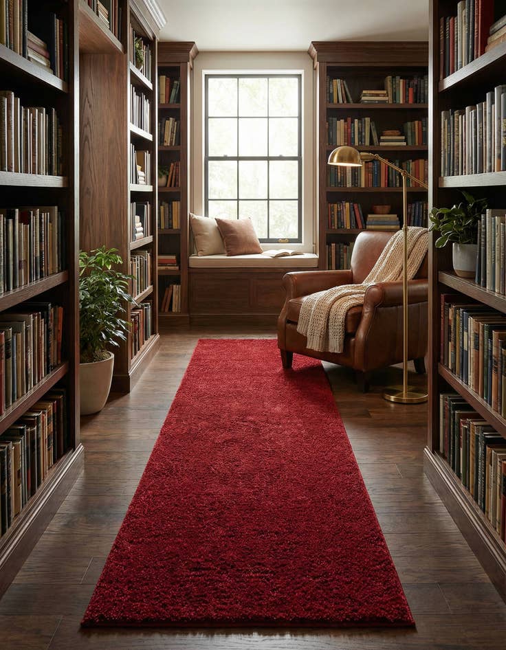 Detail image of  2' 7 x 10' Solid Shag Runner Rug