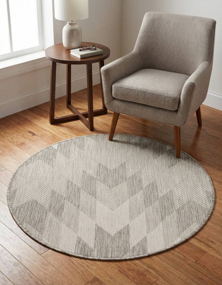 Detail image of 3' x 3' Washable Modern Indoor / Outdoor Round Rug