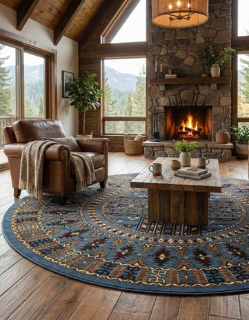 Blue Bokhara Round Rug