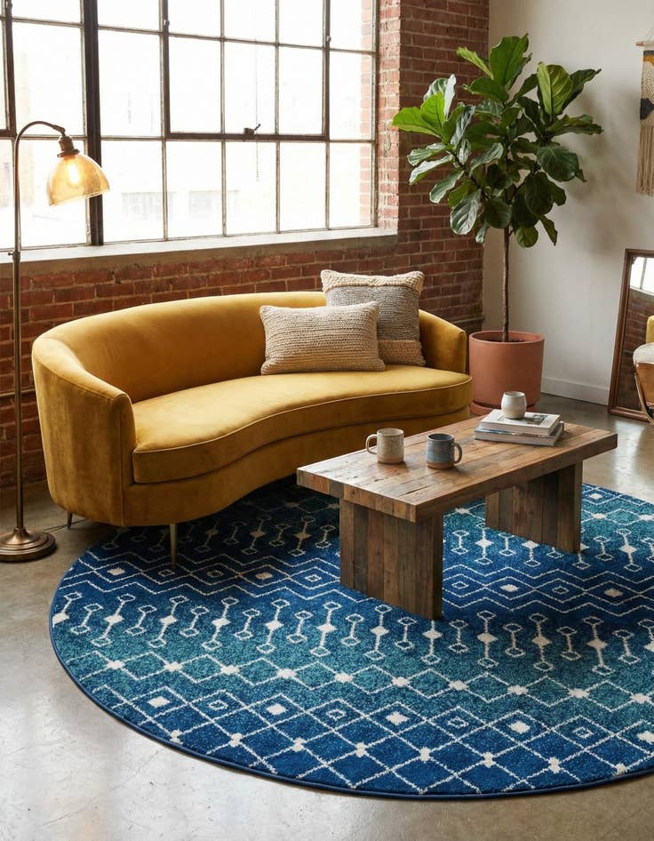 Detail image of 7' 10 x 7' 10 Moroccan Trellis Round Rug