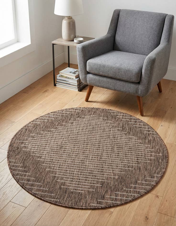 Detail image of 3' x 3' Easy-Clean Modern Indoor / Outdoor Round Rug
